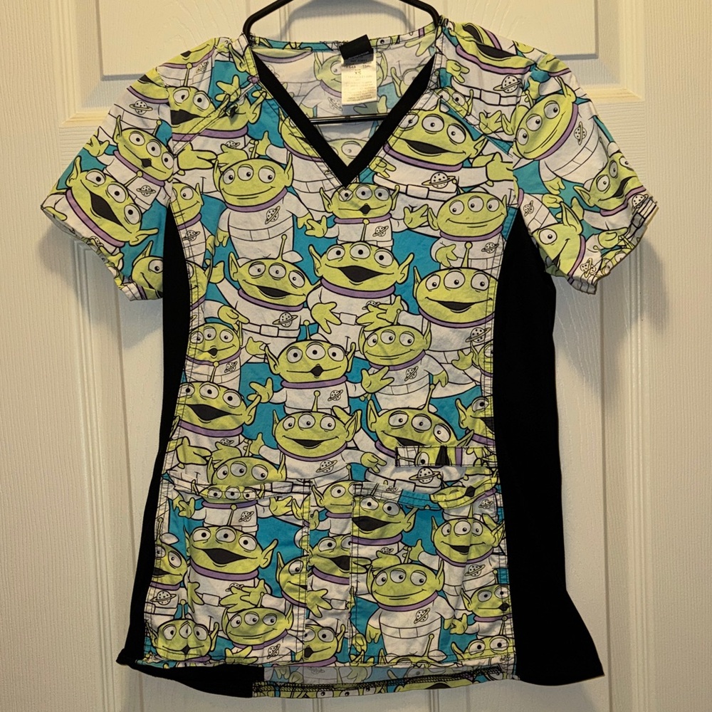 Alien Print Scrub Top